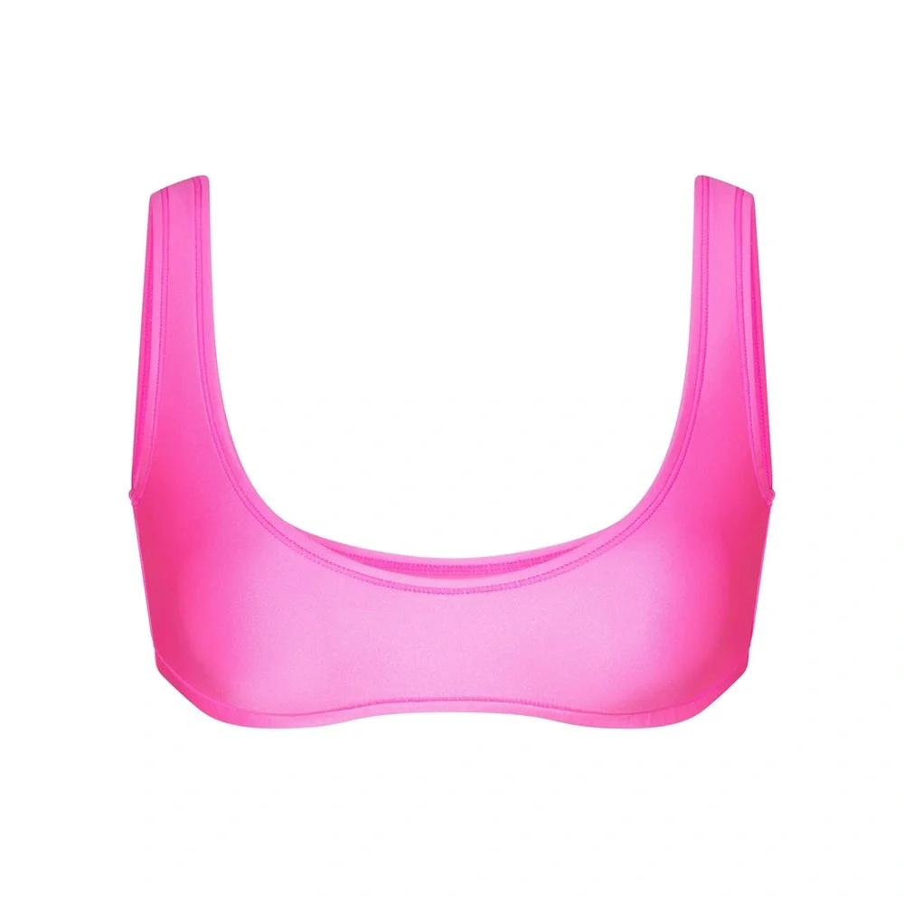 SKIMS Pink Shine Scoop Neck Bikini Top
